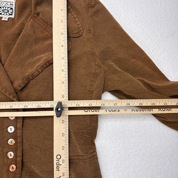 Vintage Johnny Was Jacket Size Small Brown Double Breasted‎ Blazer Boho Indie - Picture 9 of 10